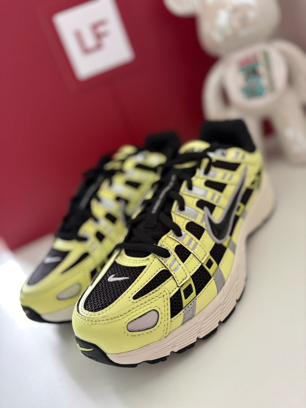 Nike P-6000 GS Trainers Lemon Twist Black Metallic Silver UK 6