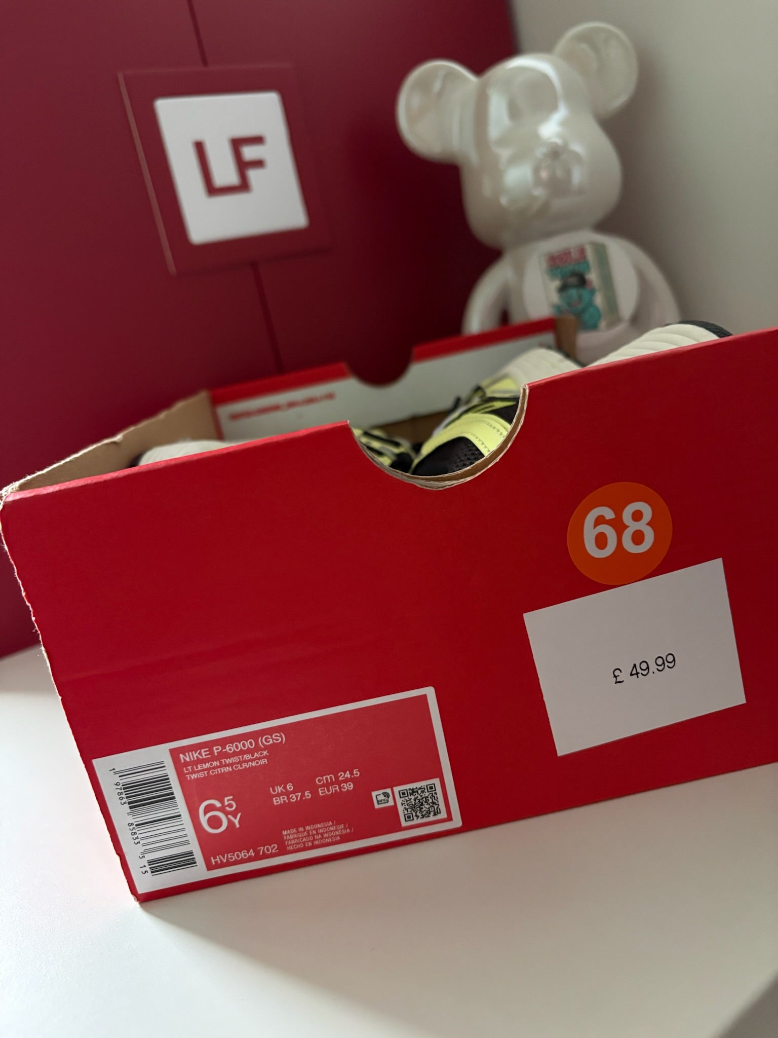 Nike P-6000 GS Trainers Lemon Twist Black Metallic Silver UK 6