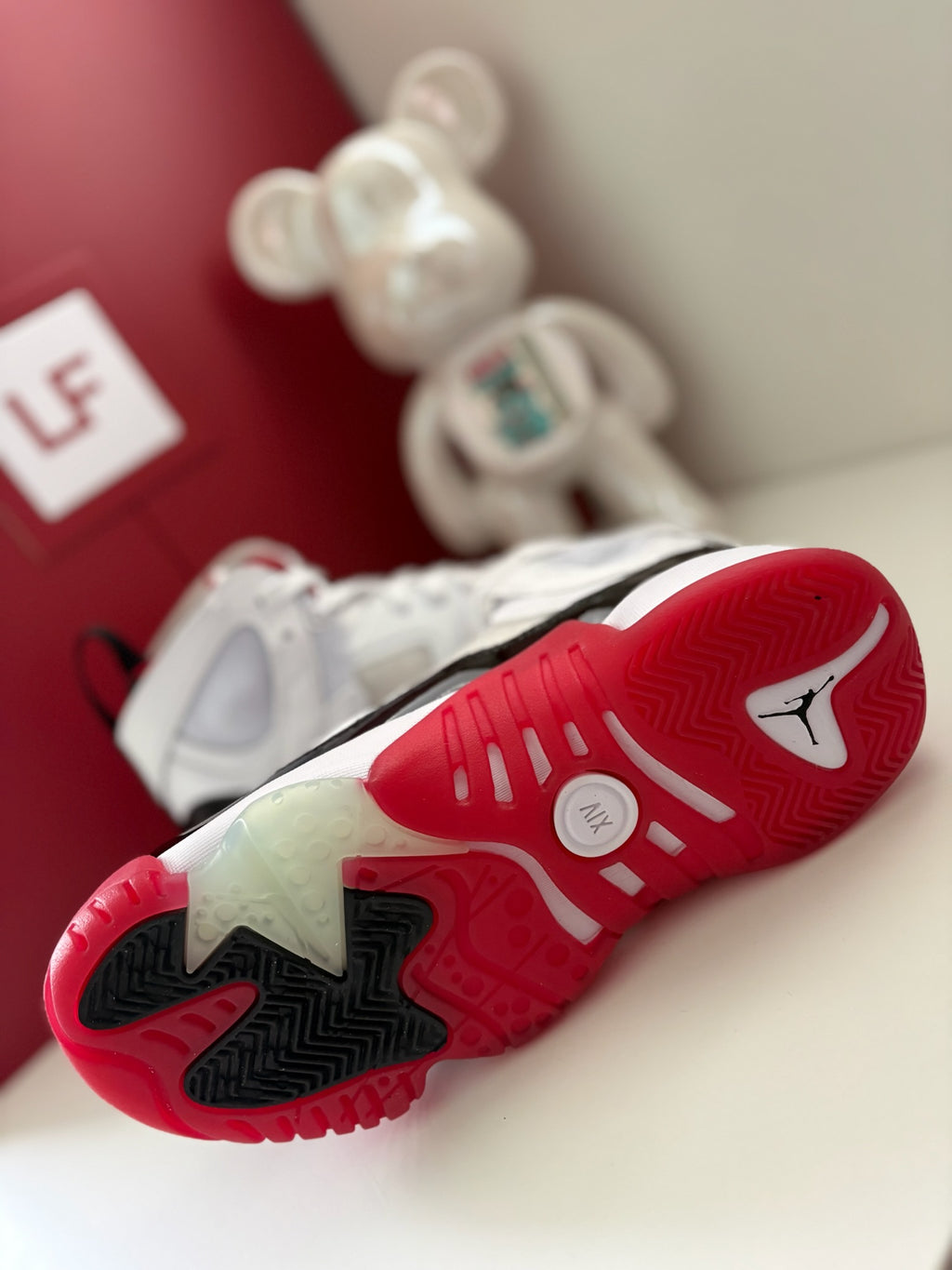 Nike Air Jordan Jumpman Two Trey GS White Black Gym Red Size UK 5.5