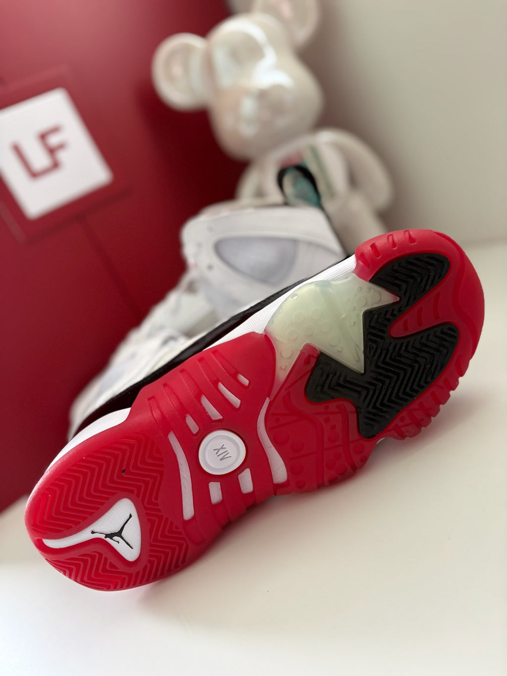 Nike Air Jordan Jumpman Two Trey GS White Black Gym Red Size UK 5.5