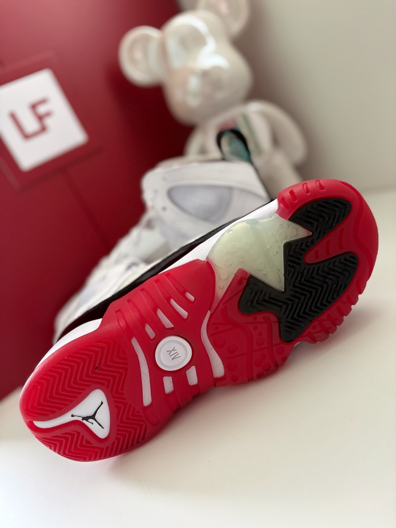 Nike Air Jordan Jumpman Two Trey GS White Black Gym Red Size UK 5.5