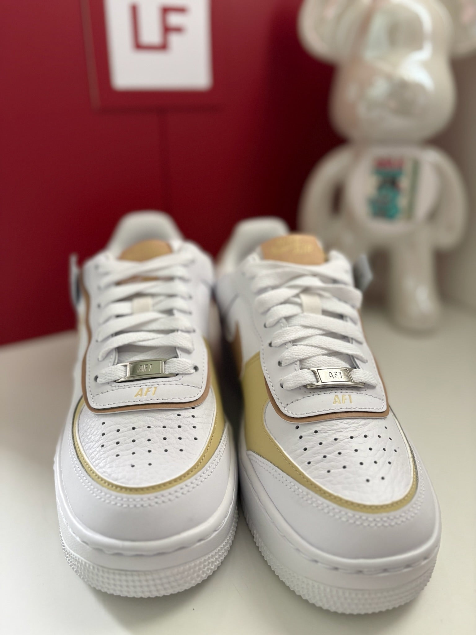 Nike Air Force 1 Shadow White Hemp Team Gold UK 3.5