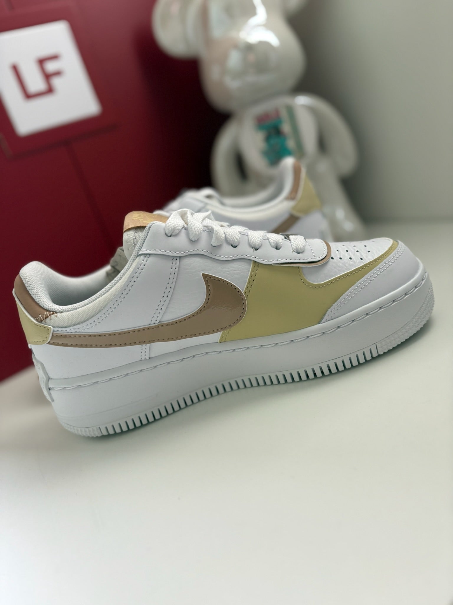 Nike Air Force 1 Shadow White Hemp Team Gold UK 3.5