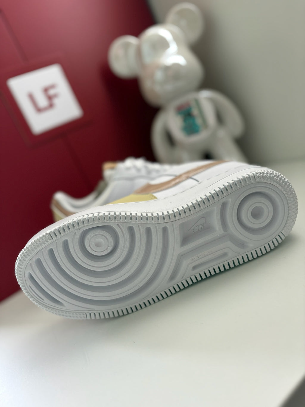 Nike Air Force 1 Shadow White Hemp Team Gold UK 3.5