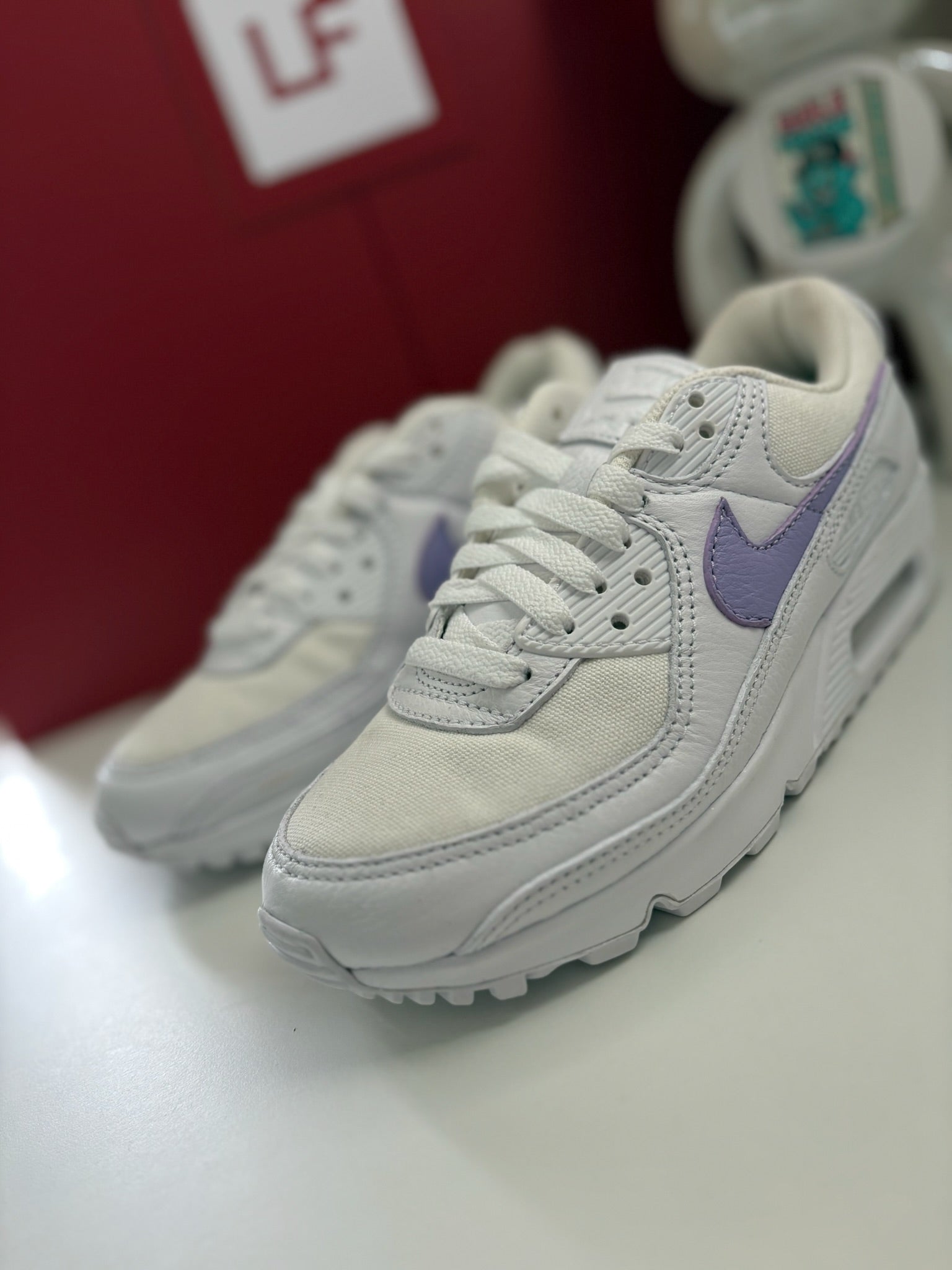 Nike Air Max 90 Sample Pair White Purple UK 2.5 Rare Sample