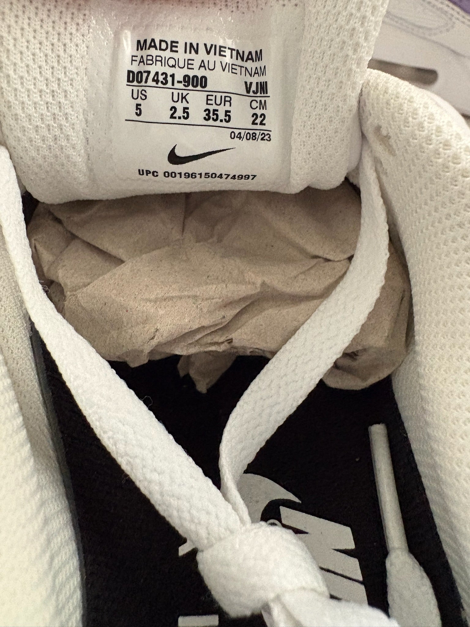 Nike Air Max 90 Sample Pair White Purple UK 2.5 Rare Sample