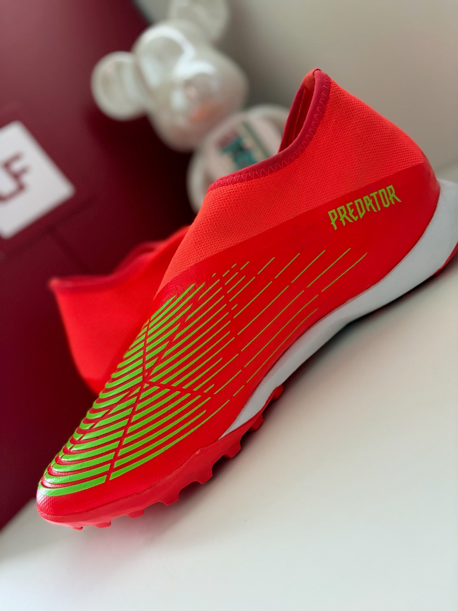 Adidas Predator Edge.3 Laceless Turf TF Football Trainers Solar Red Solar Green UK 11