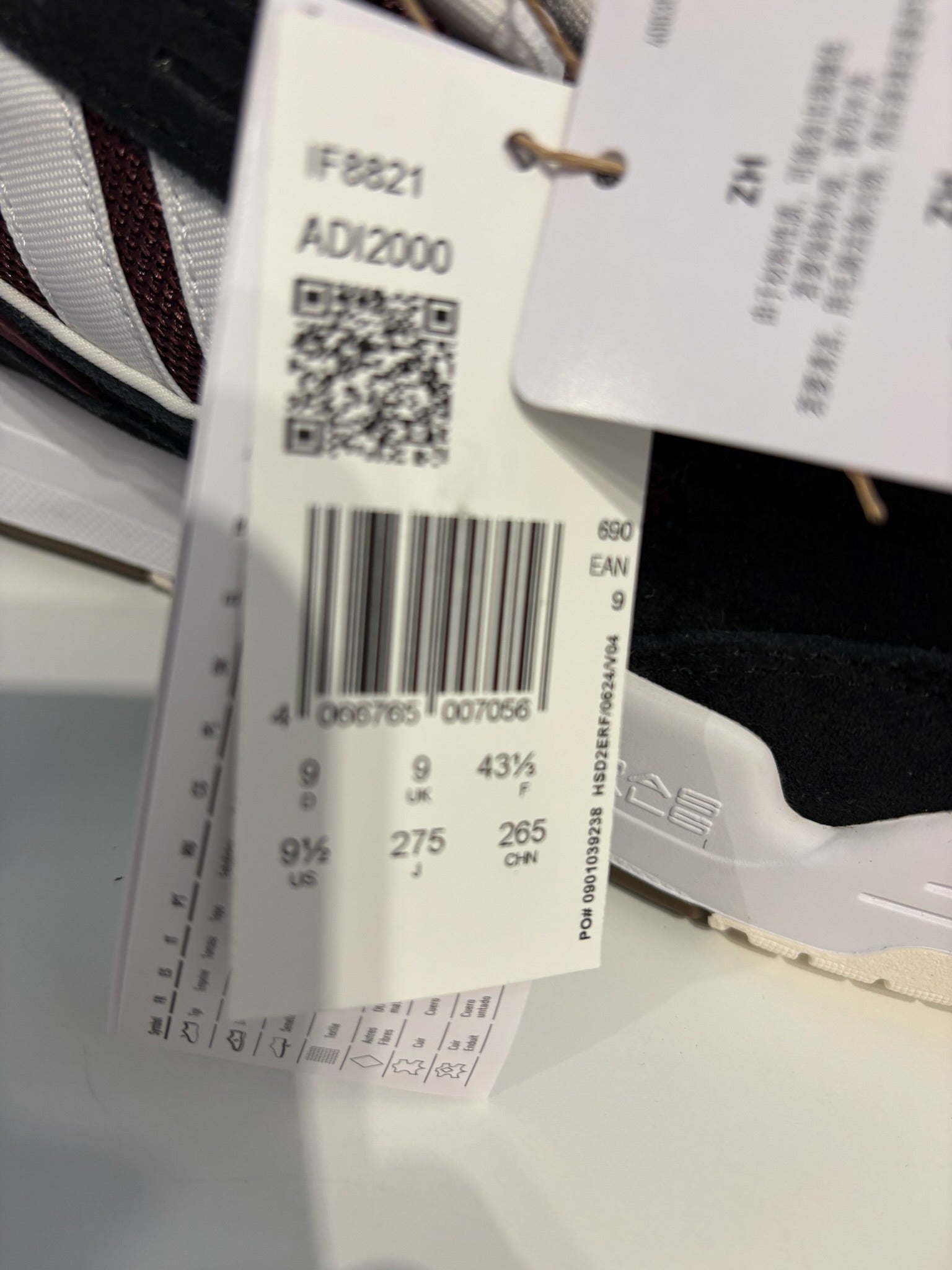 Adidas ADI2000 Trainers Burgundy Black White UK 9