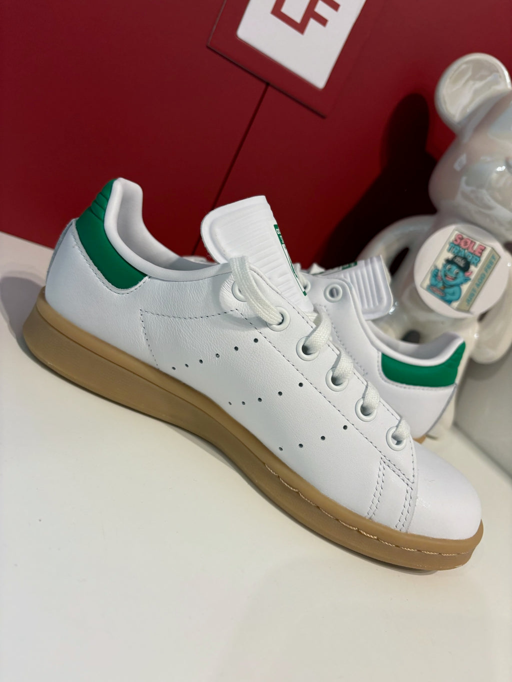Adidas Stan Smith J Cloud White Green Gum Trainers UK 3.5