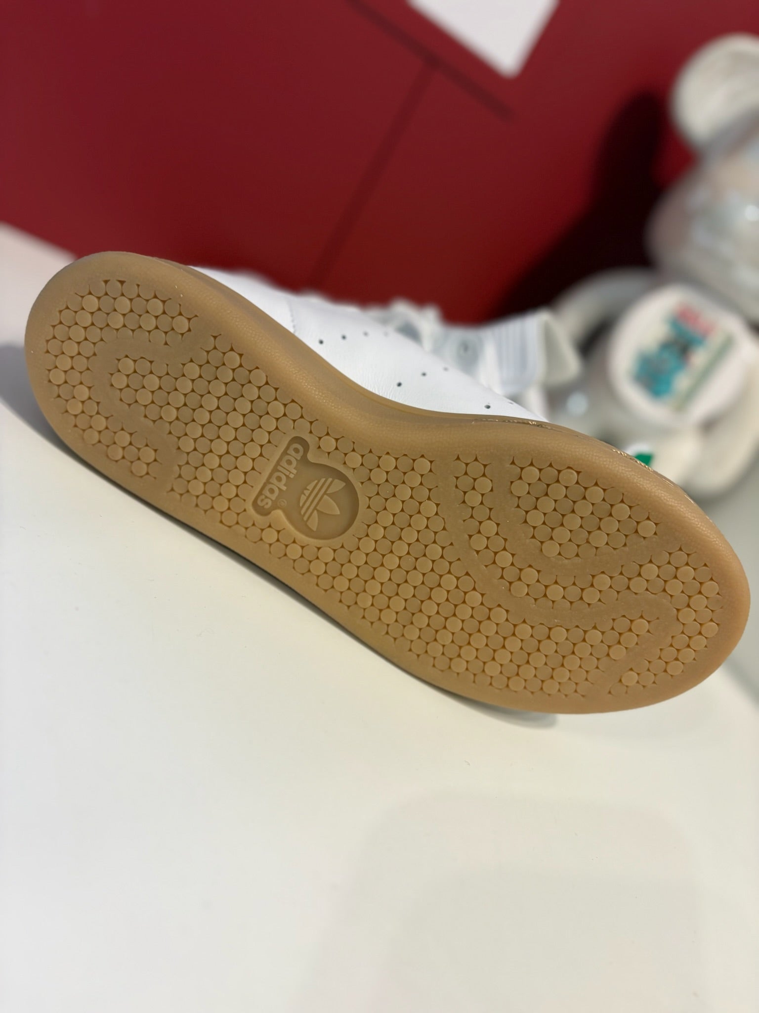 Adidas Stan Smith J Cloud White Green Gum Trainers UK 3.5