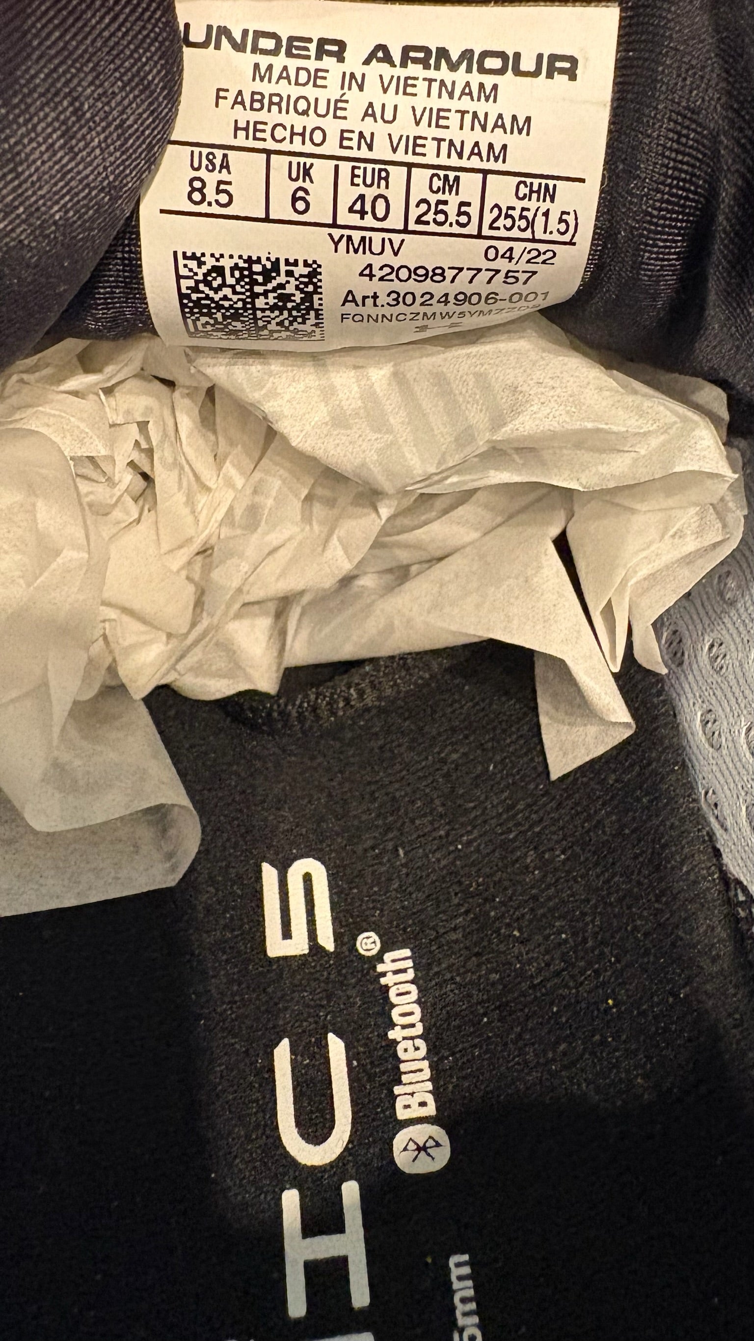 Under Armour Charged Assert 9 Trainers Black White Size UK 6