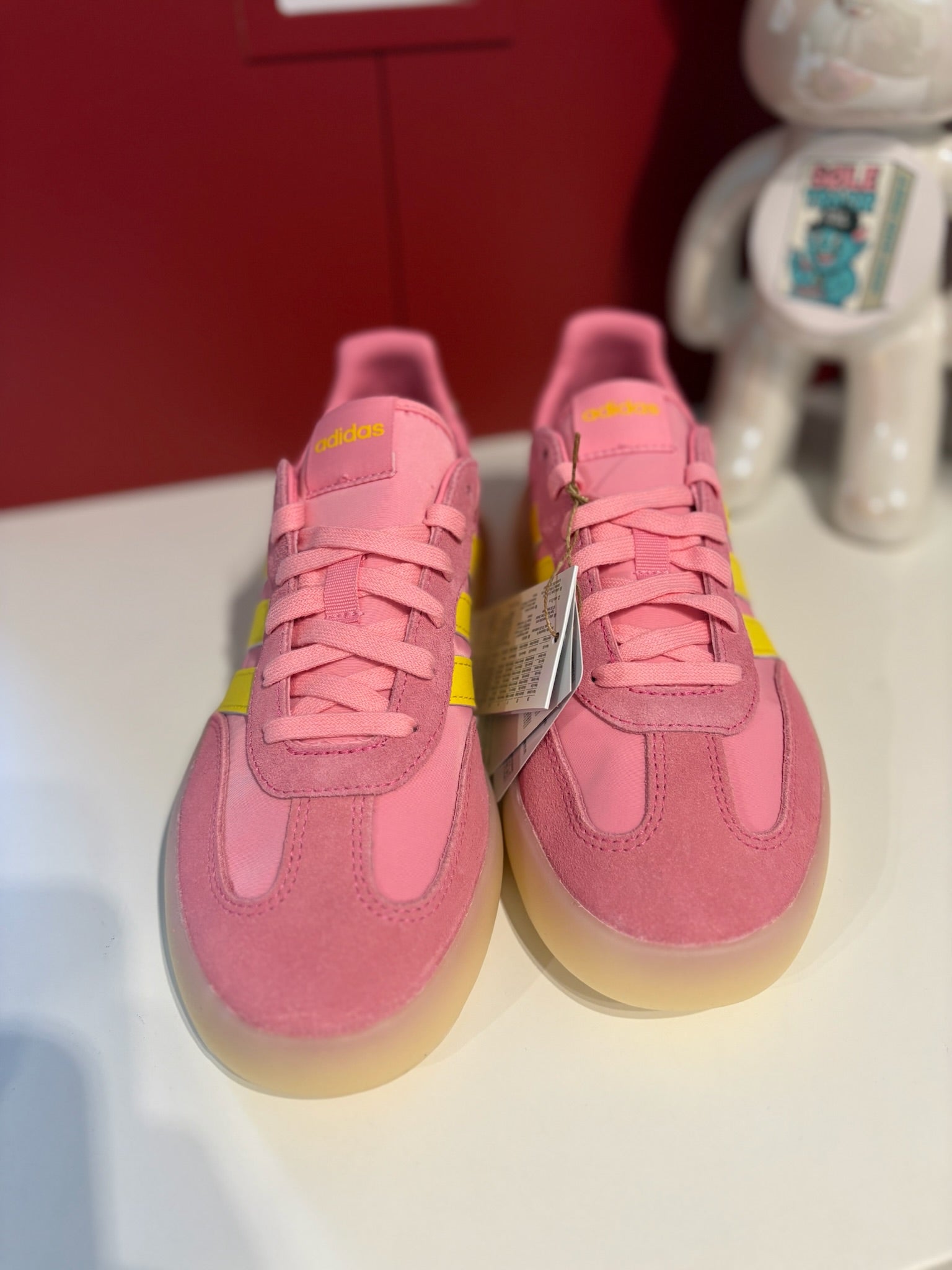 Adidas Barreda Decode trainers in a standout pink and yellow colourway UK 5