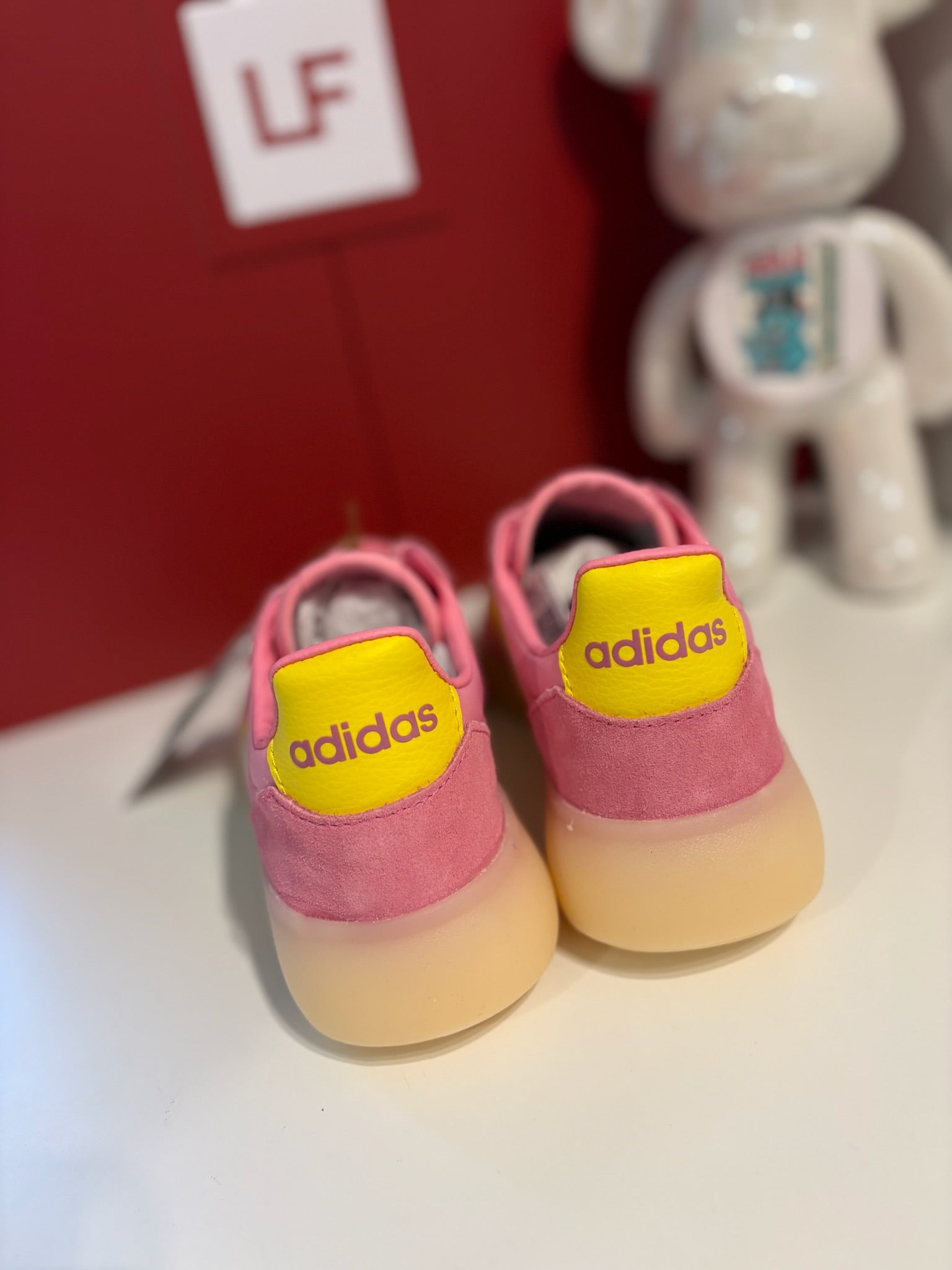 Adidas Barreda Decode trainers in a standout pink and yellow colourway UK 5