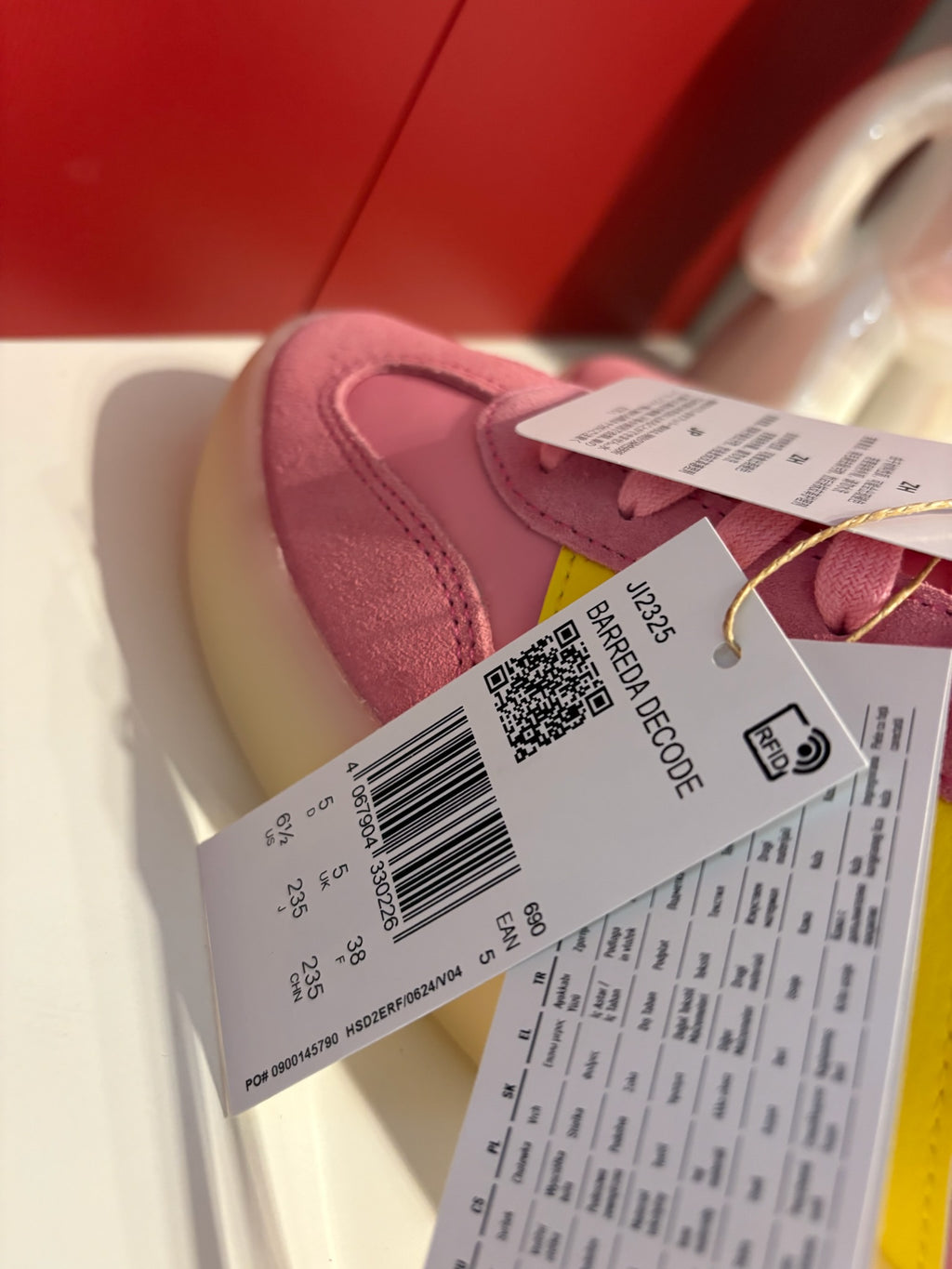 Adidas Barreda Decode trainers in a standout pink and yellow colourway UK 5