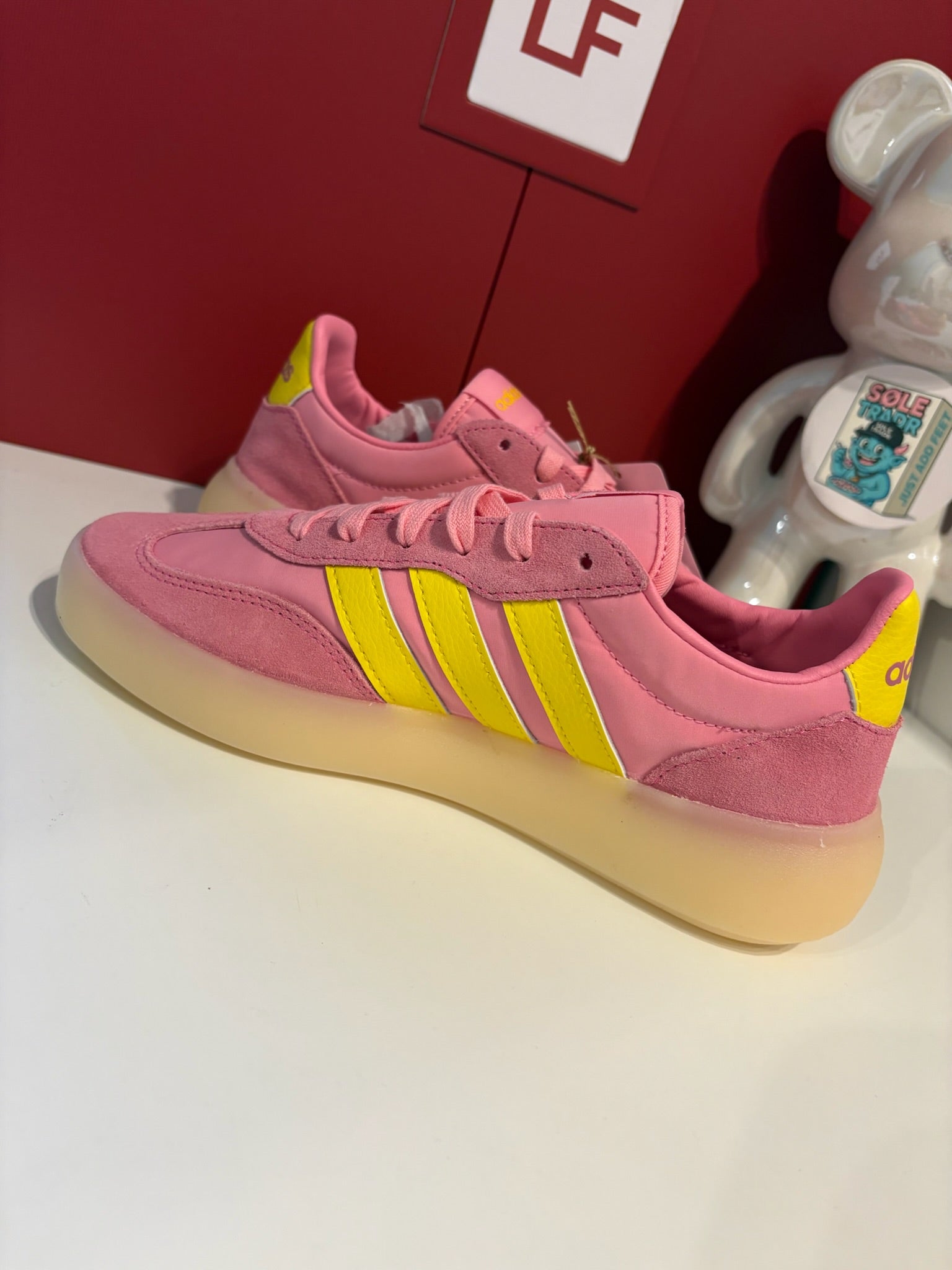 Adidas Barreda Decode trainers in a standout pink and yellow colourway UK 5