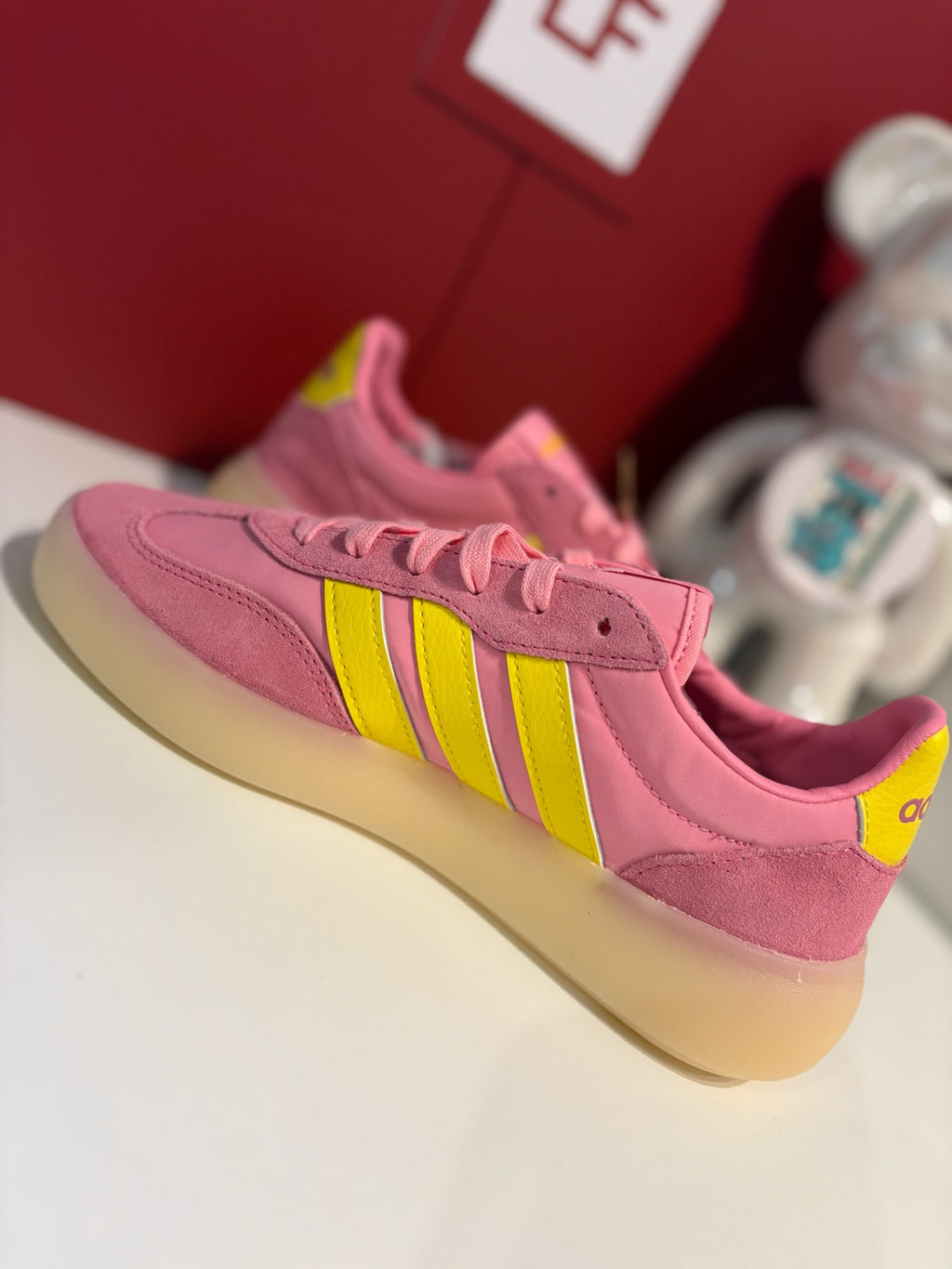 Adidas Barreda Decode trainers in a standout pink and yellow colourway UK 5