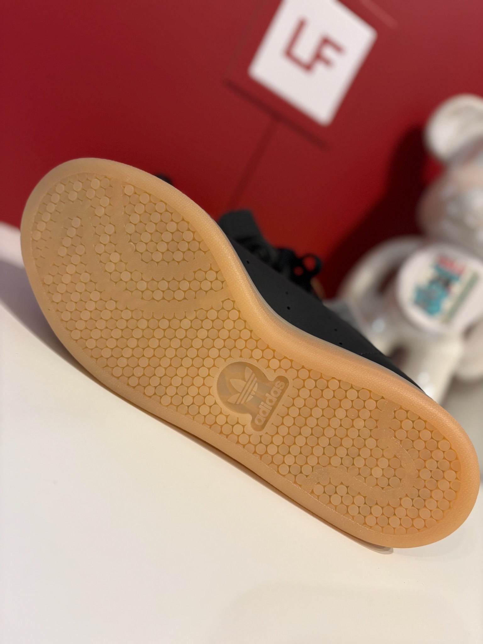 Adidas Stan Smith J Core Black Gum Trainers UK 6