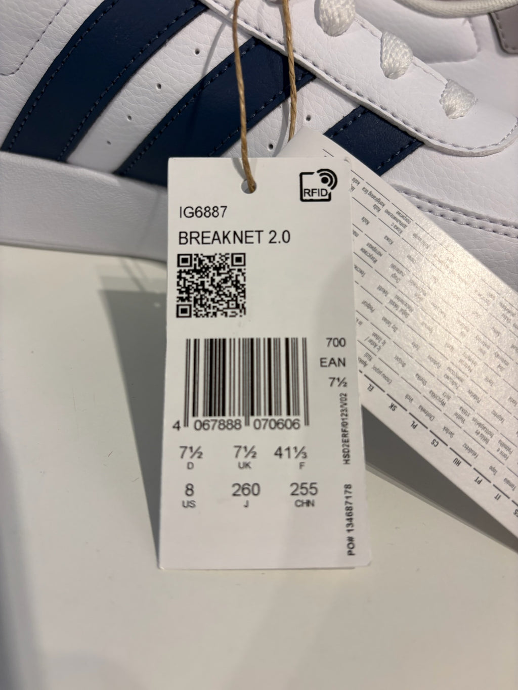 Adidas Breaknet 2.0 White Navy Trainers UK 7.5