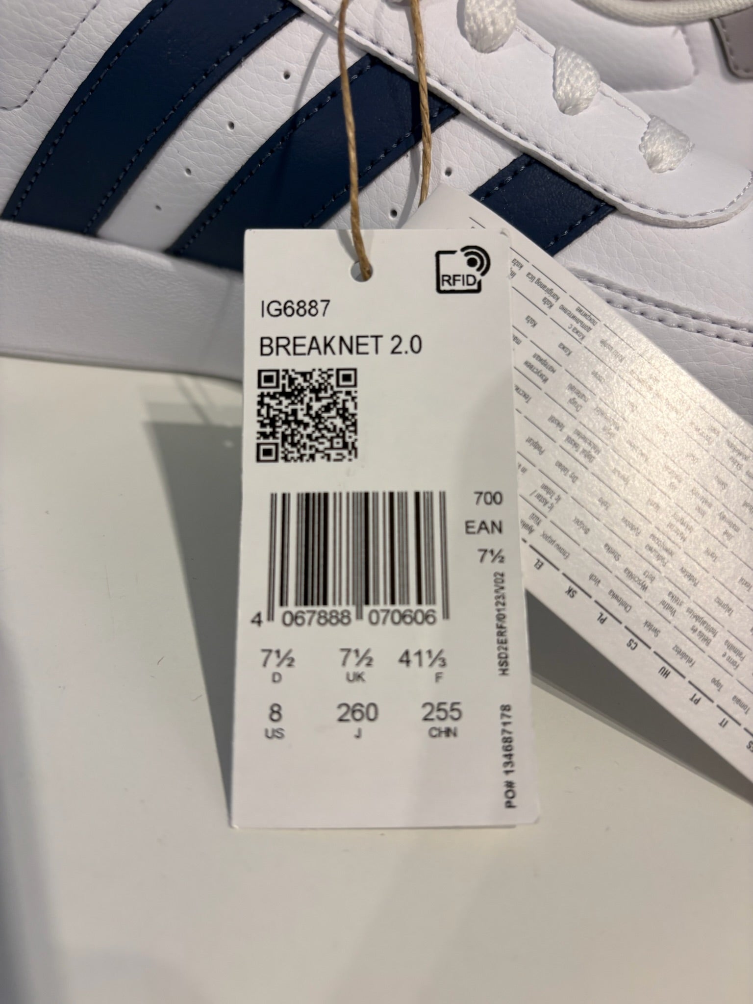 Adidas Breaknet 2.0 White Navy Trainers UK 7.5